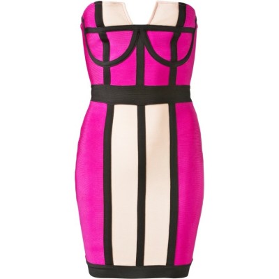 'Arriana' colorblock roze strapless bandage jurk